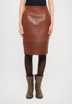 PAPAILE - Leather Skirt - Brown