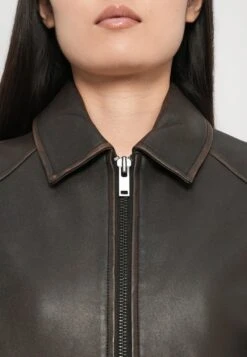 EGIZIO - Leather Jacket - Marrone Scuro -The LBD Shop 65ad8624fc3146a781baf713d9f2c6d3