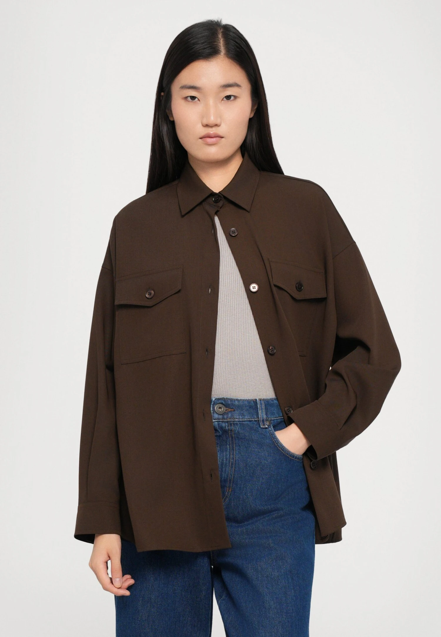 FIRMINA - Button-down Blouse - Marrone Scuro 5 FIRMINA - Button-down Blouse - Marrone Scuro - Image 5