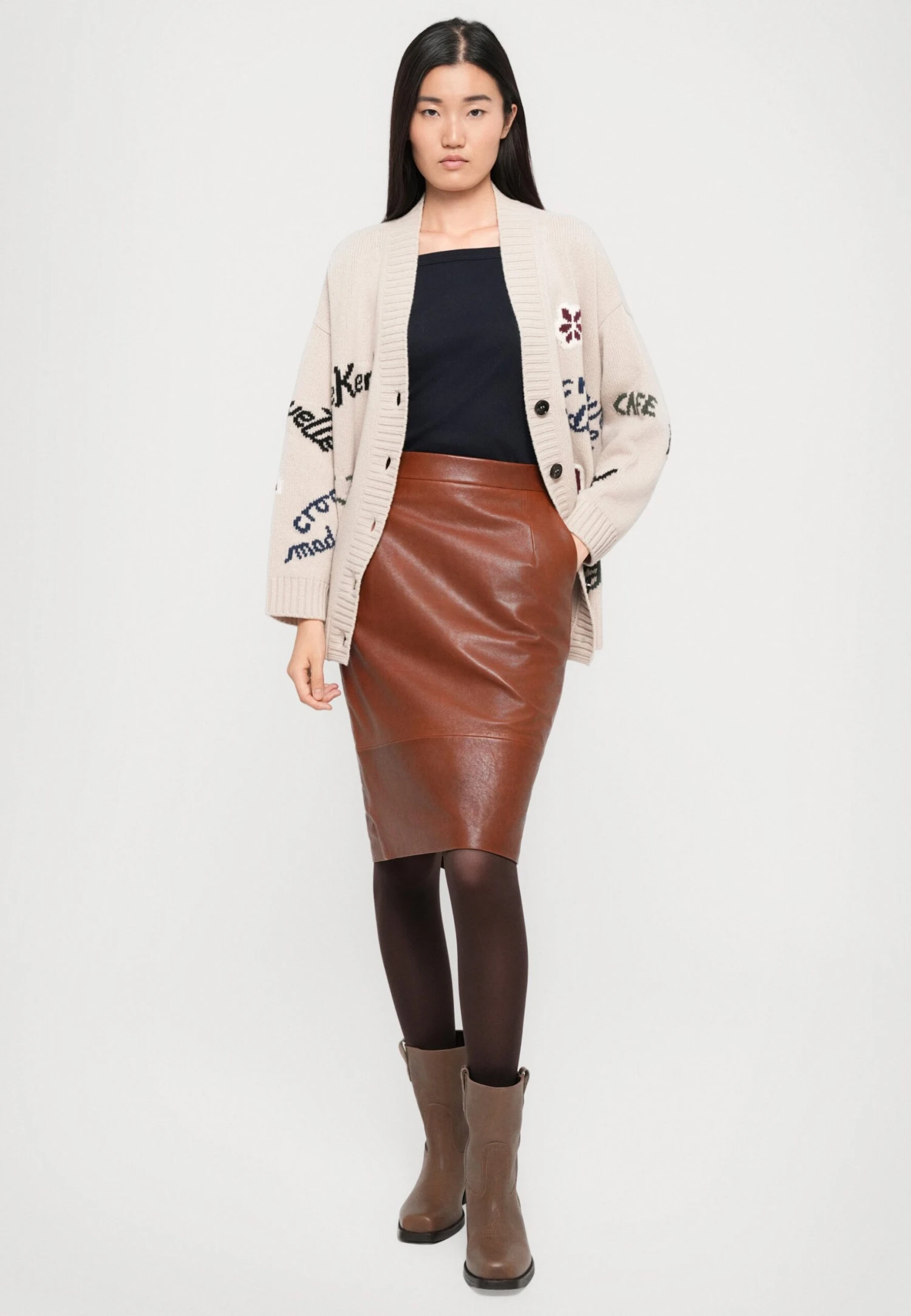PAPAILE - Leather Skirt - Brown 5 PAPAILE - Leather Skirt - Brown - Image 5