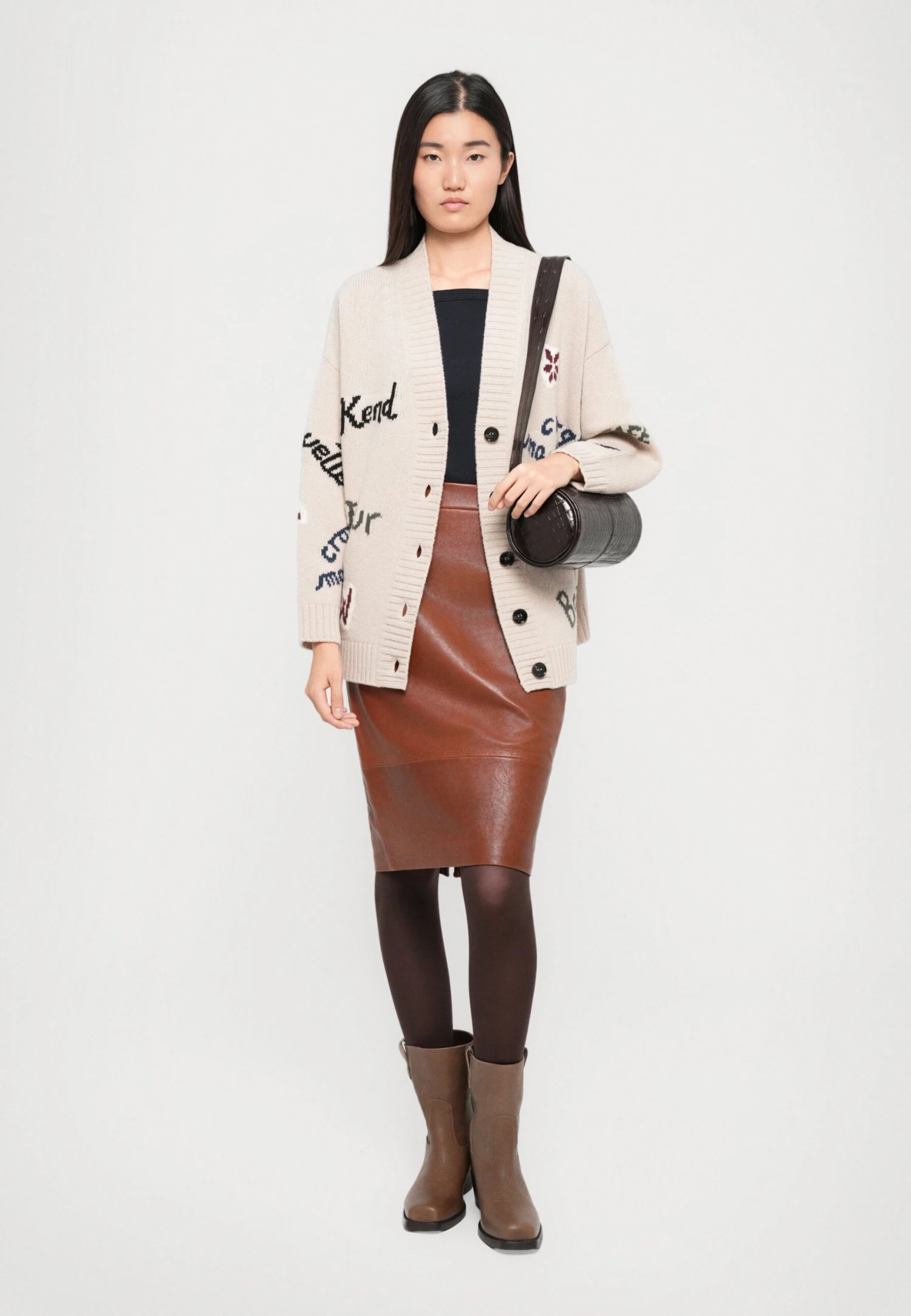 PAPAILE - Leather Skirt - Brown 2 PAPAILE - Leather Skirt - Brown - Image 2