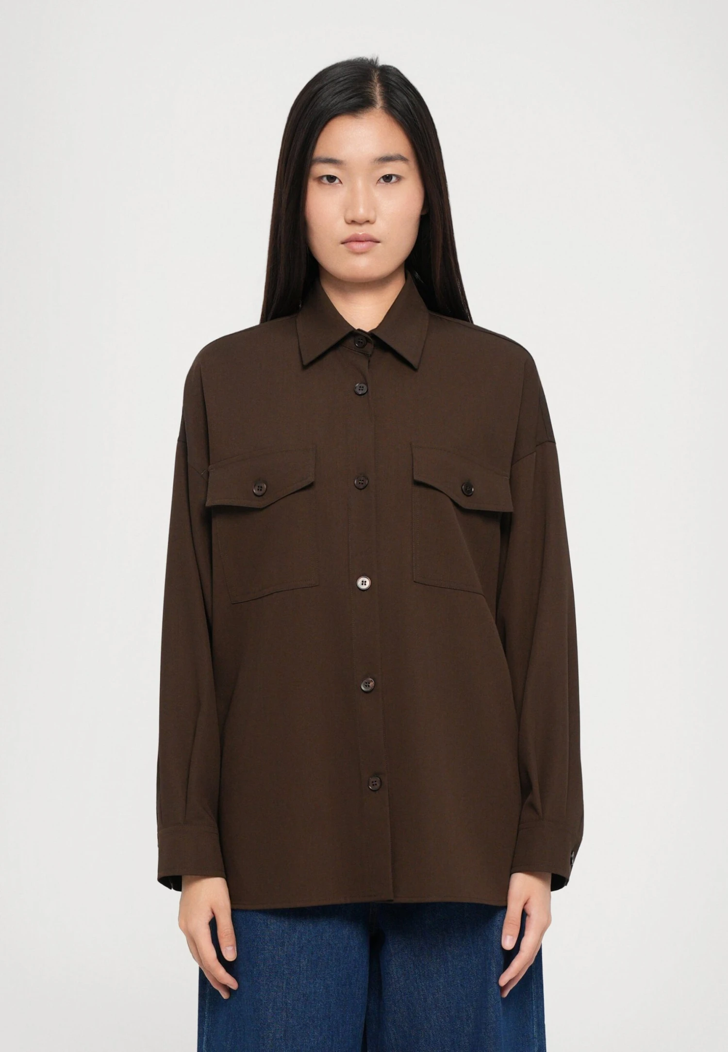 FIRMINA - Button-down Blouse - Marrone Scuro 1 FIRMINA - Button-down Blouse - Marrone Scuro