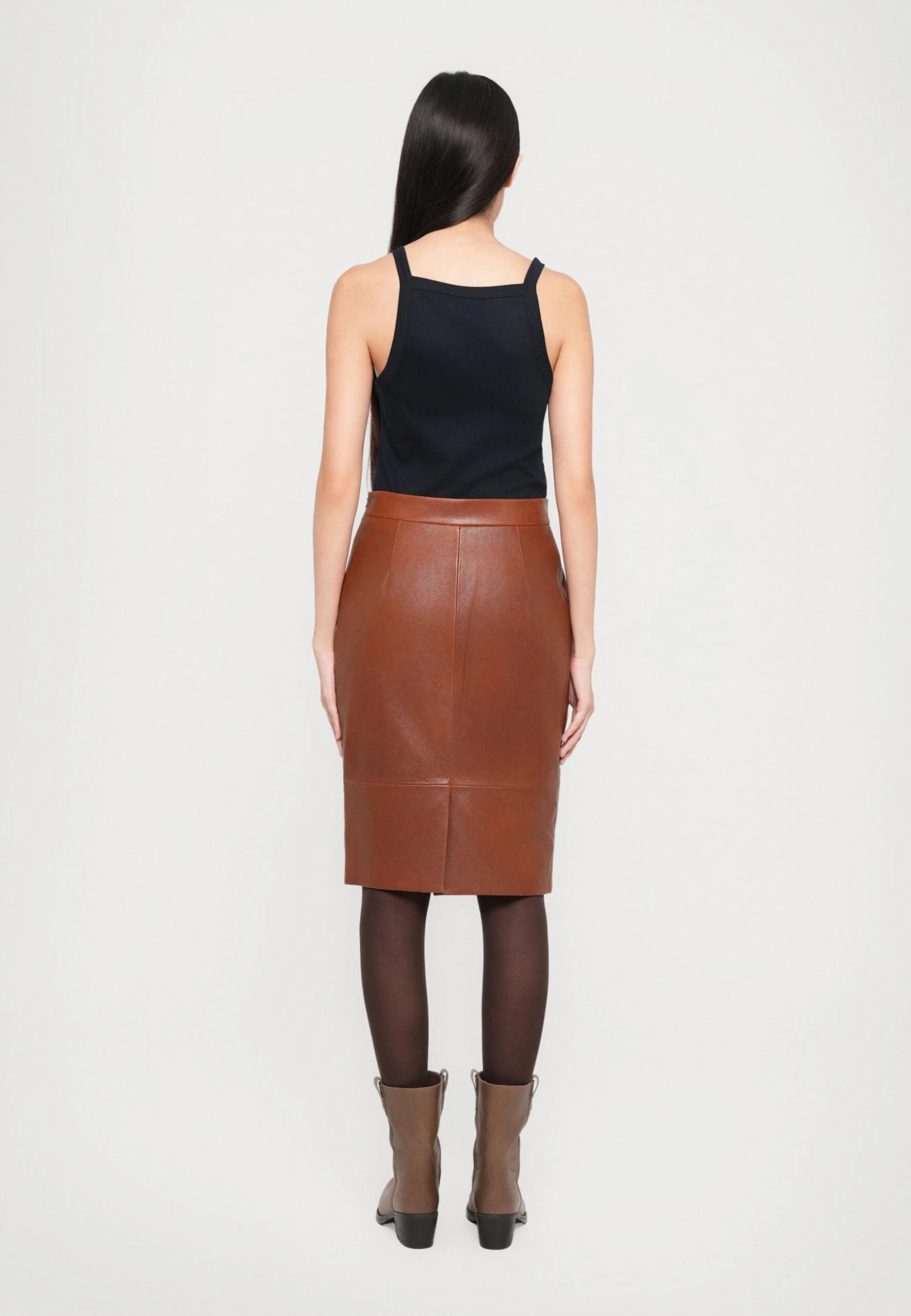 PAPAILE - Leather Skirt - Brown 3 PAPAILE - Leather Skirt - Brown - Image 3