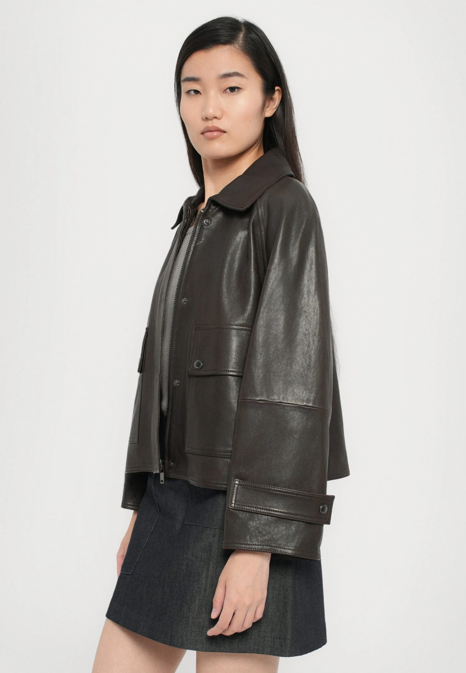BERBICE - Leather Jacket - Marrone Scuro 5 BERBICE - Leather Jacket - Marrone Scuro - Image 5